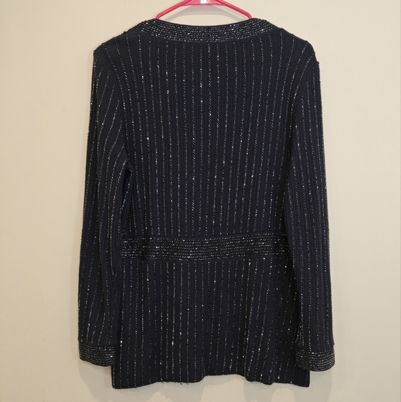 Ellen Tracy Medium Beaded Silk Cashmere Sparkly Sequins‎ Cardigan - Picture 2 of 5